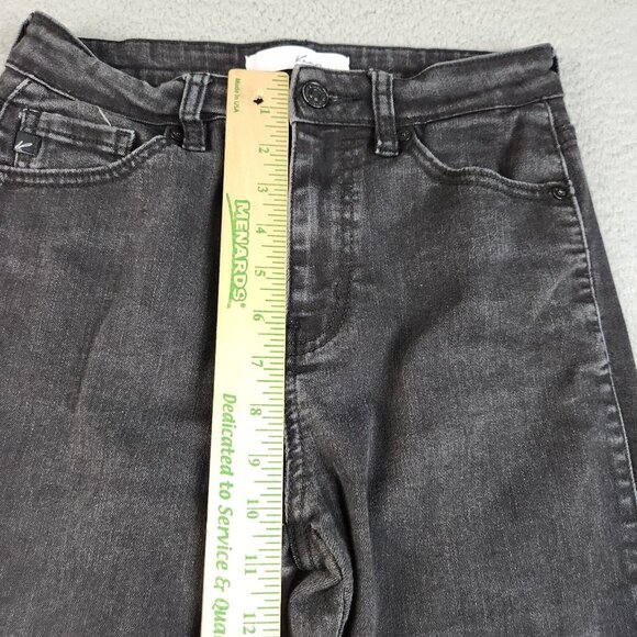 Kancan Jeans Women's 7/27 Black Curvy Mid Skinny Ankle Stretch Grunge Raw Hem - Picture 5 of 9